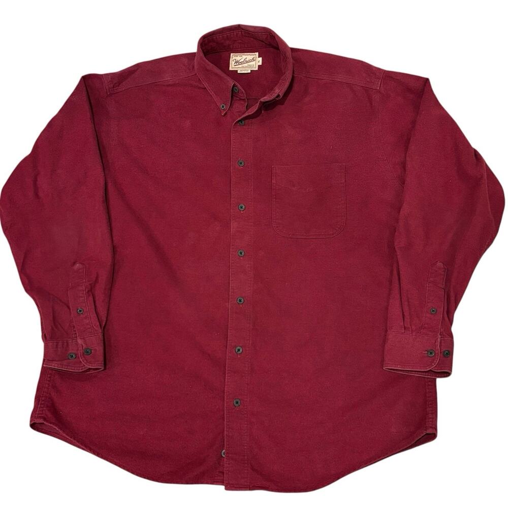 Vintage Woolrich Chamois Cloth Button Down Shirt Men's XL Burgundy Made in USA*
